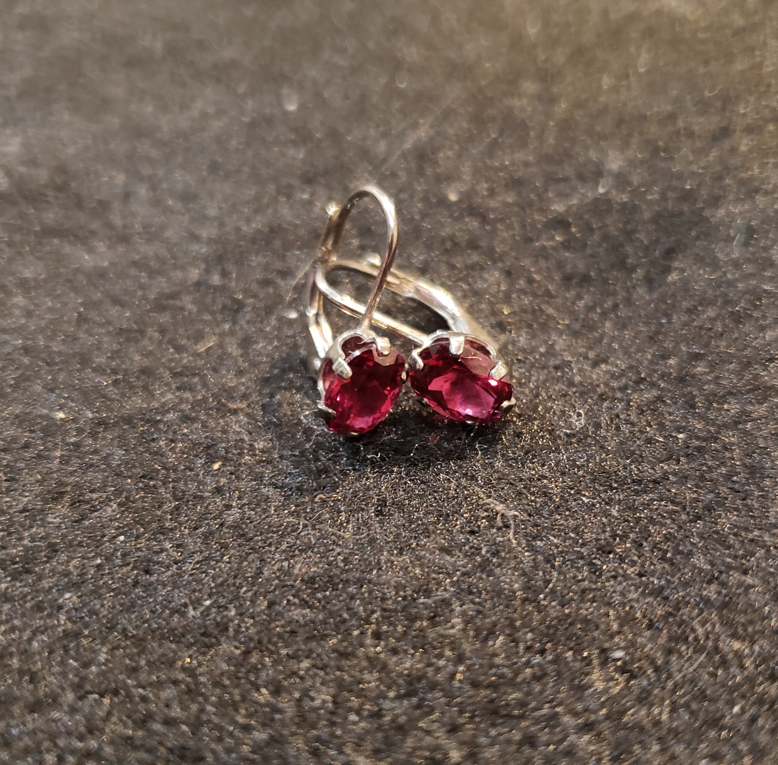 South Carolina Garnet Earrings-January Birthstone Jewelry-Red Leverback Earrings-Handcrafted Jewelry-Red Natural Gemstone