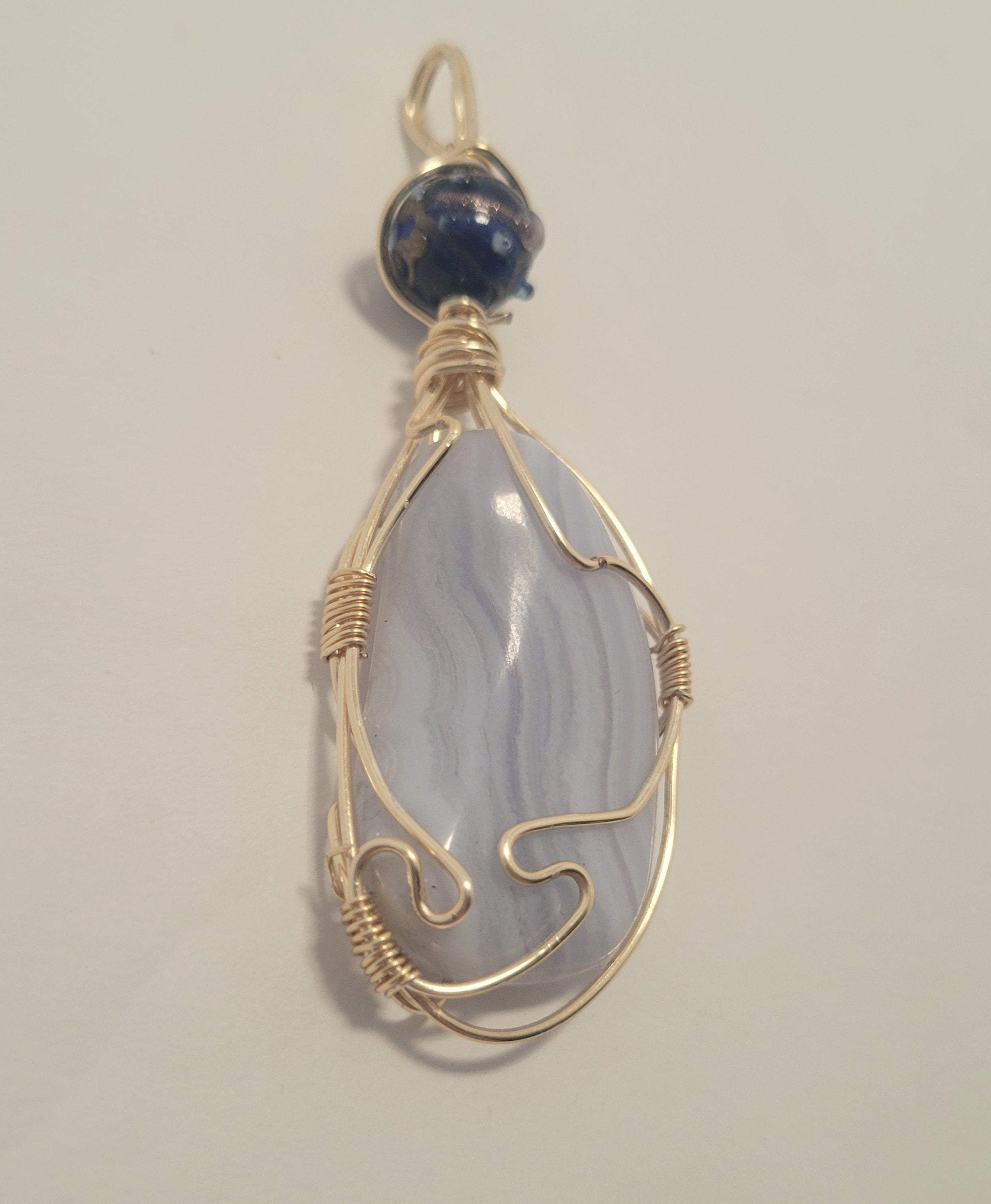 Blue Mexican Crazy Lace Necklace