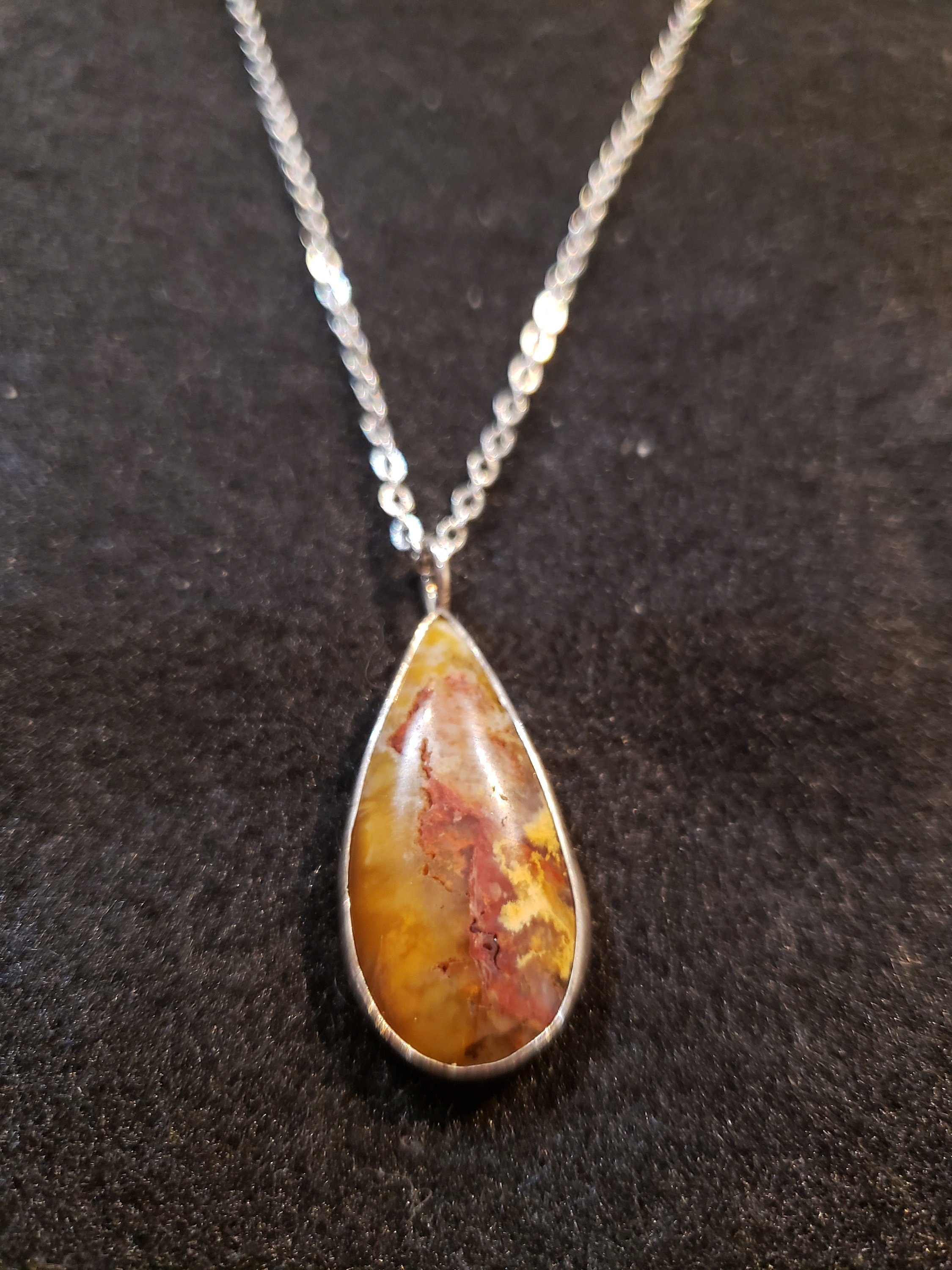 Regency Rose Plume Agate 926 Sterling Silver Pendant