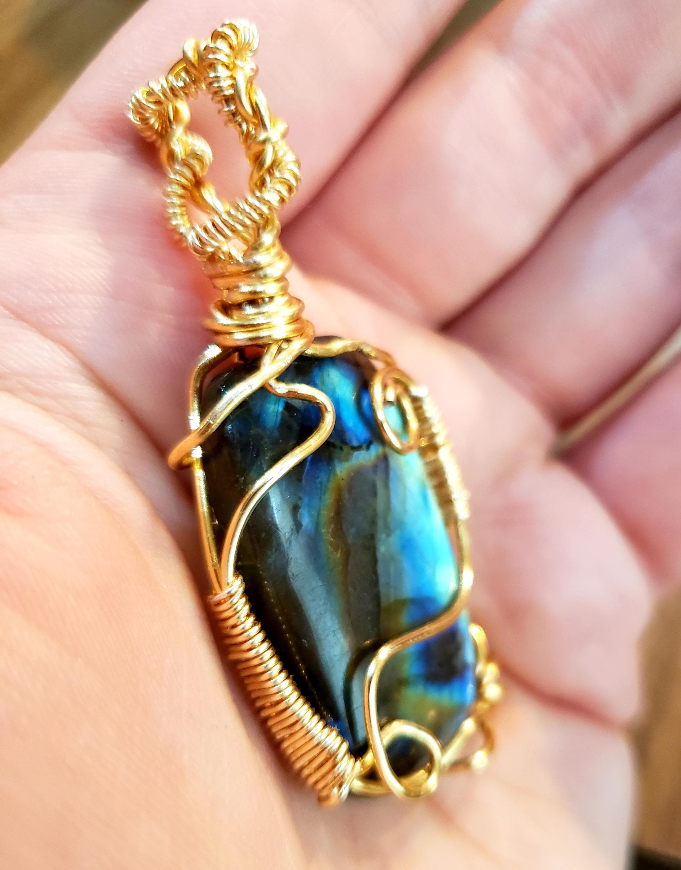 Unique Labradorite Square Gold Necklace