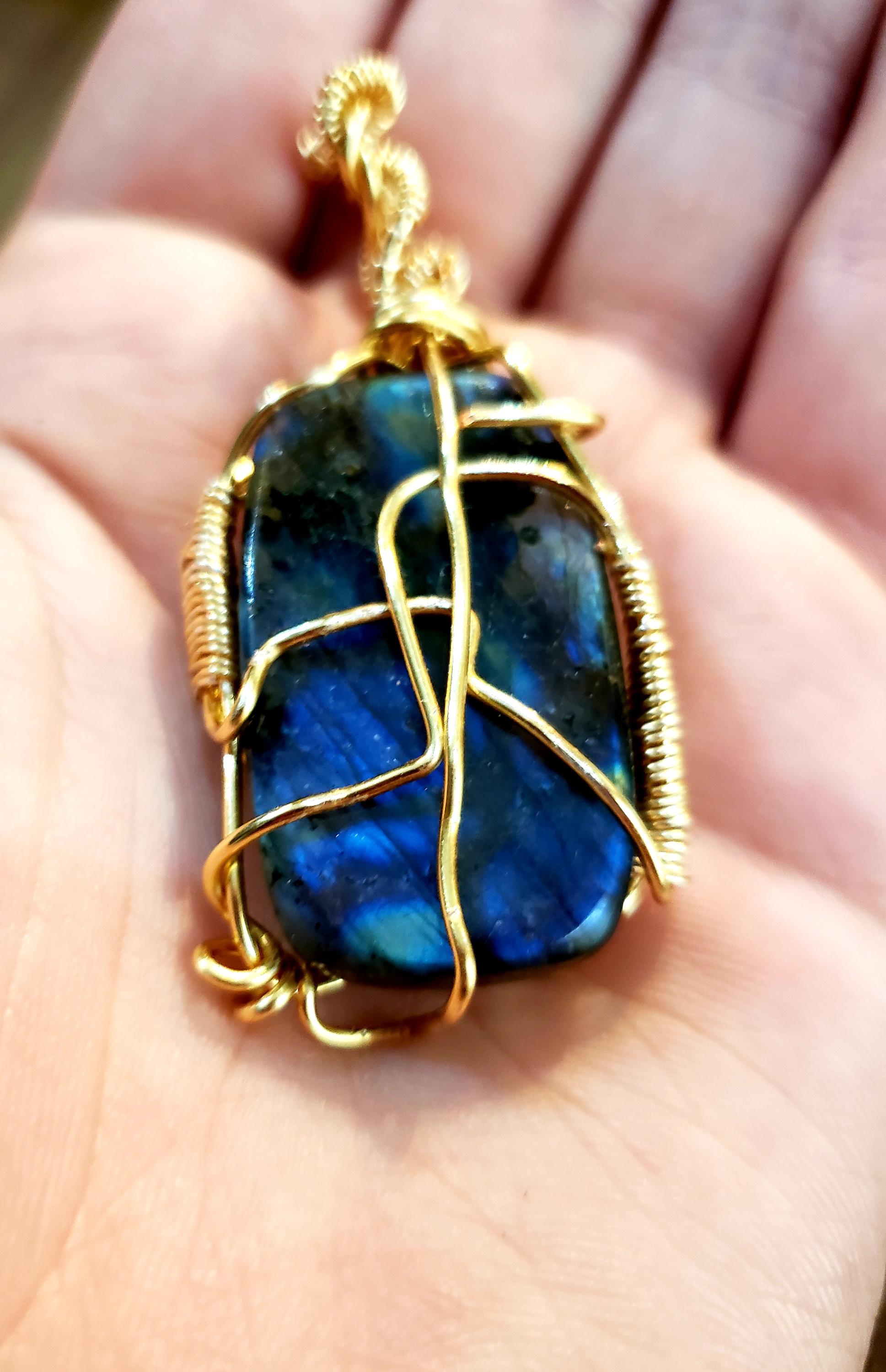 Unique Labradorite Square Gold Necklace
