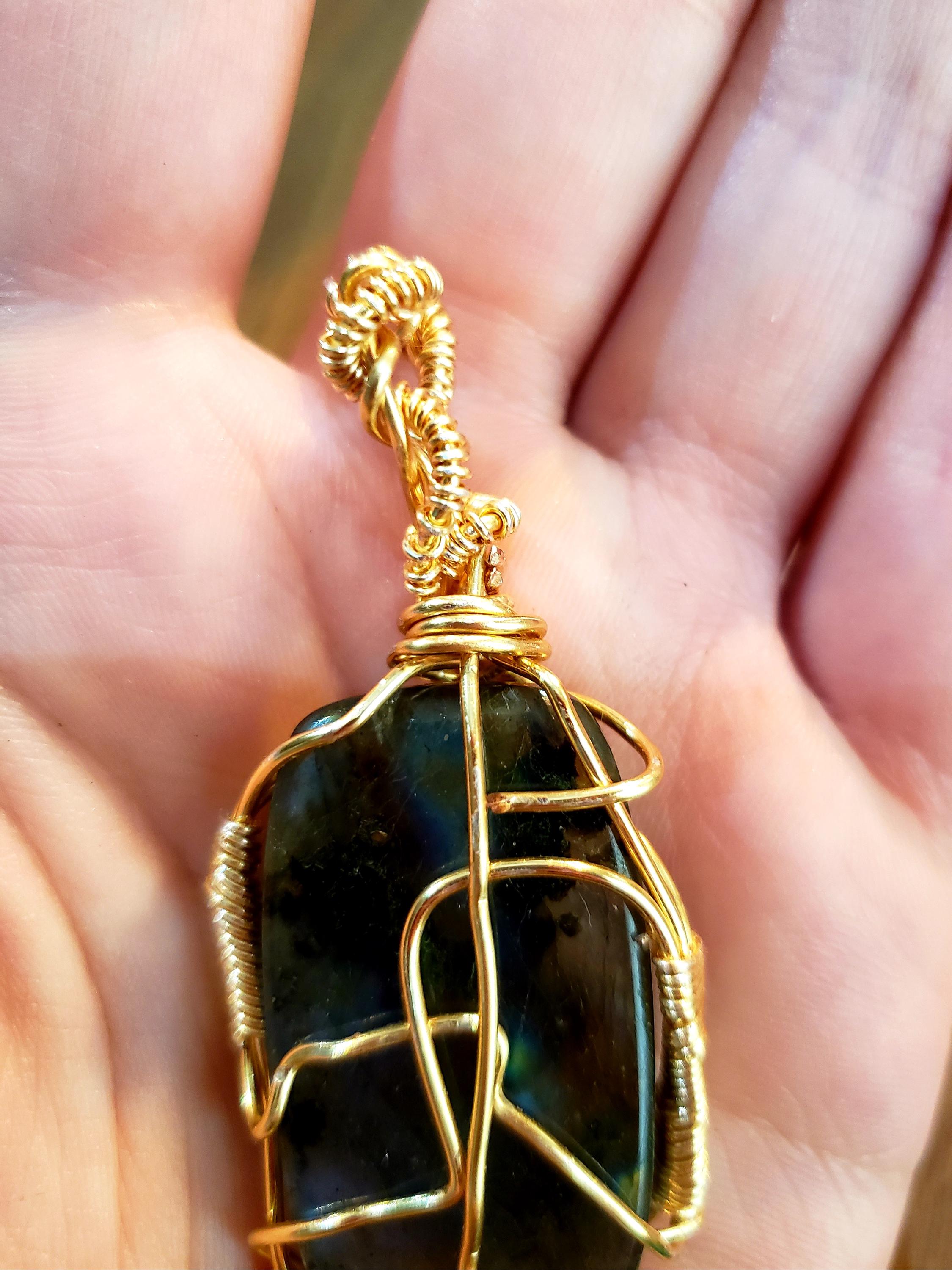 Unique Labradorite Square Gold Necklace