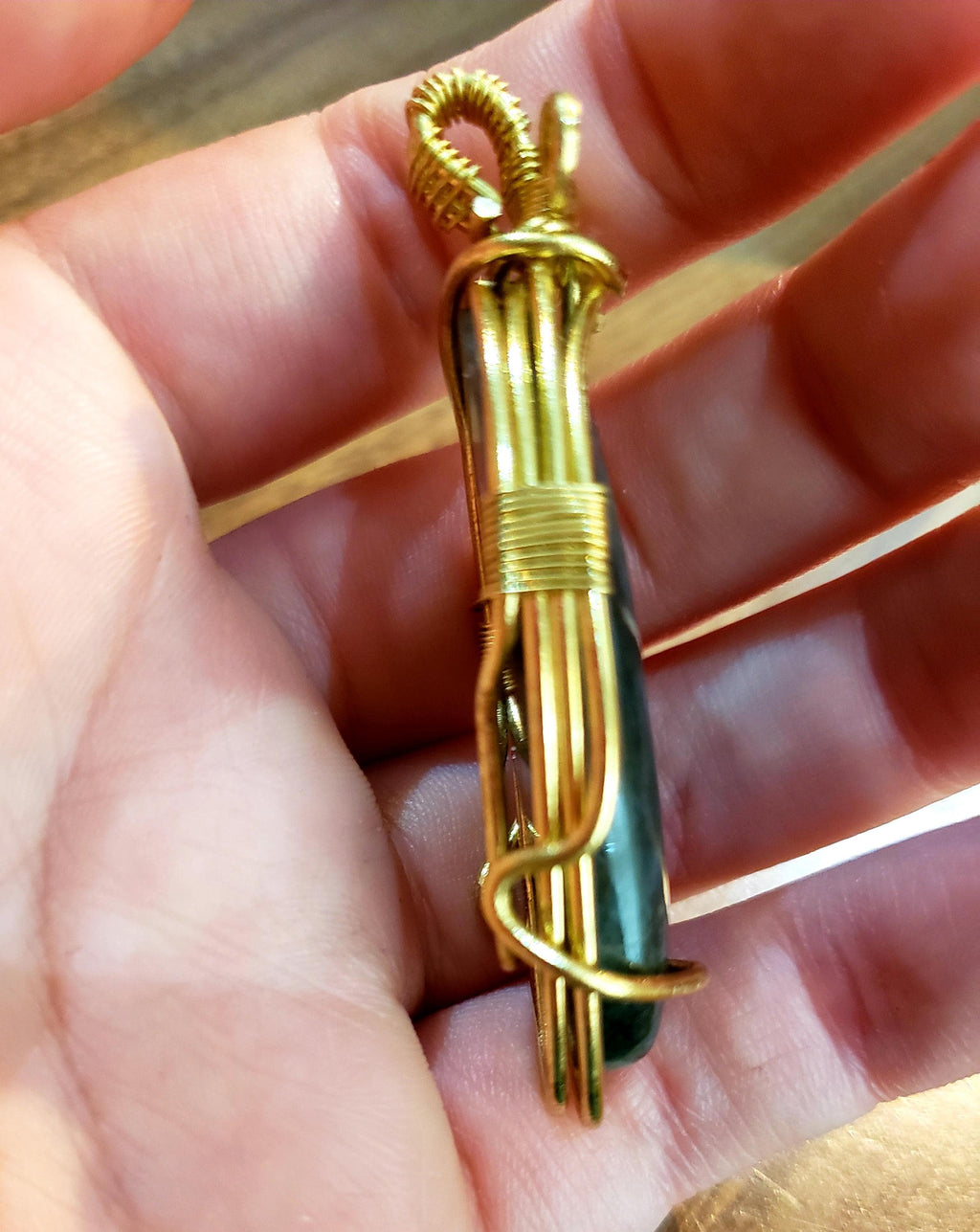 Labradorite Pendant: Gold Copper Wire Wrapped Gemstone