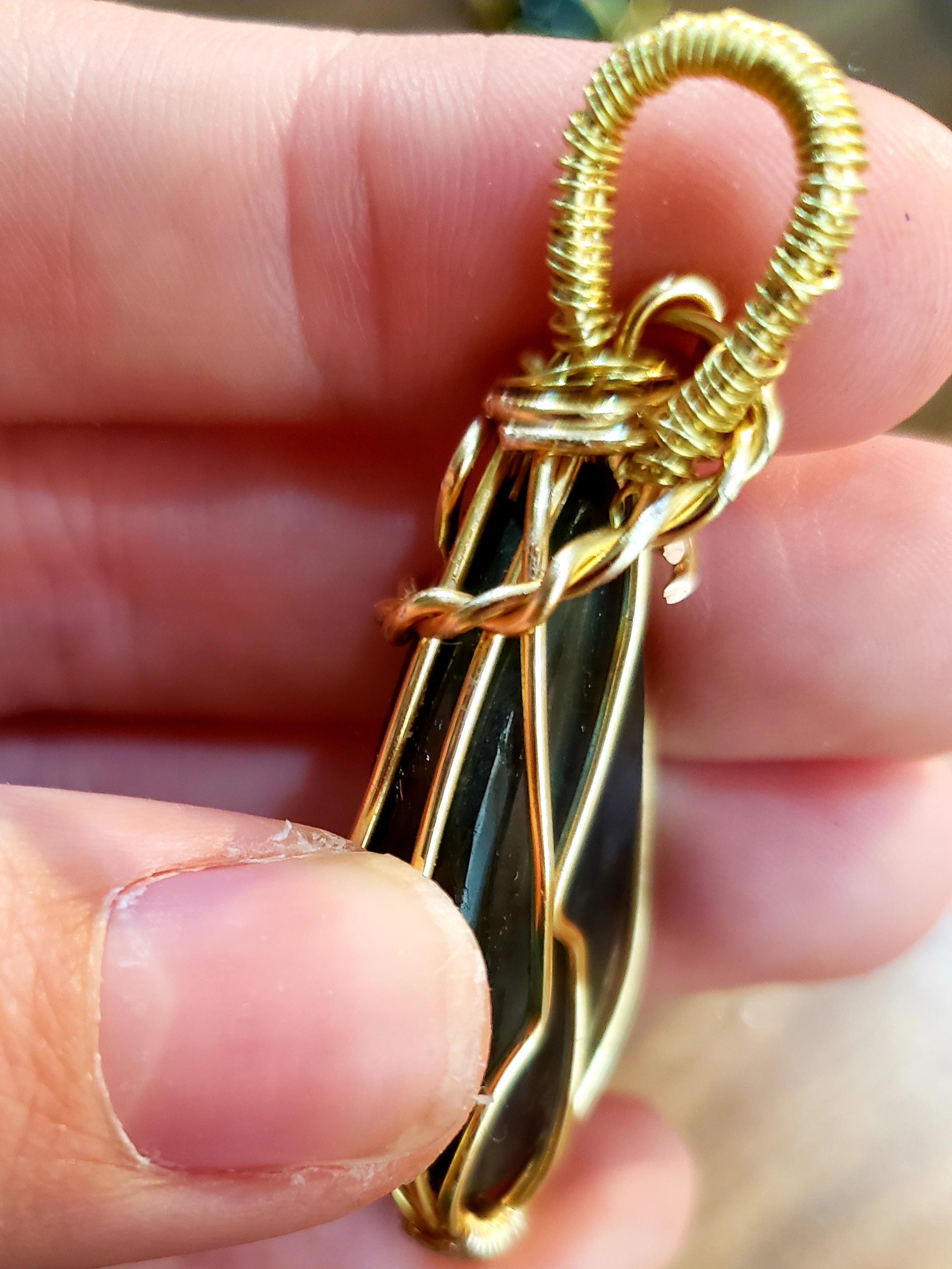 Teardrop Labradorite Pendant: Handmade Gold Wire Wrapped Necklace
