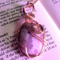 artisan amethyst lace agate wire wrap pendent