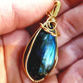 Teardrop Labradorite Pendant: Handmade Gold Wire Wrapped Necklace