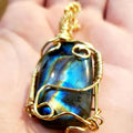 Unique Labradorite Square Gold Necklace
