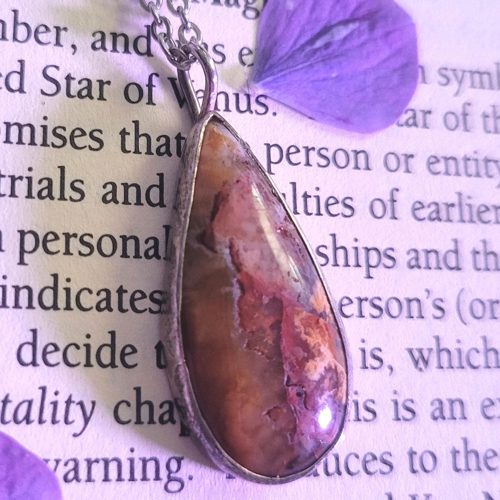 Regency Rose Plume Agate 926 Sterling Silver Pendant