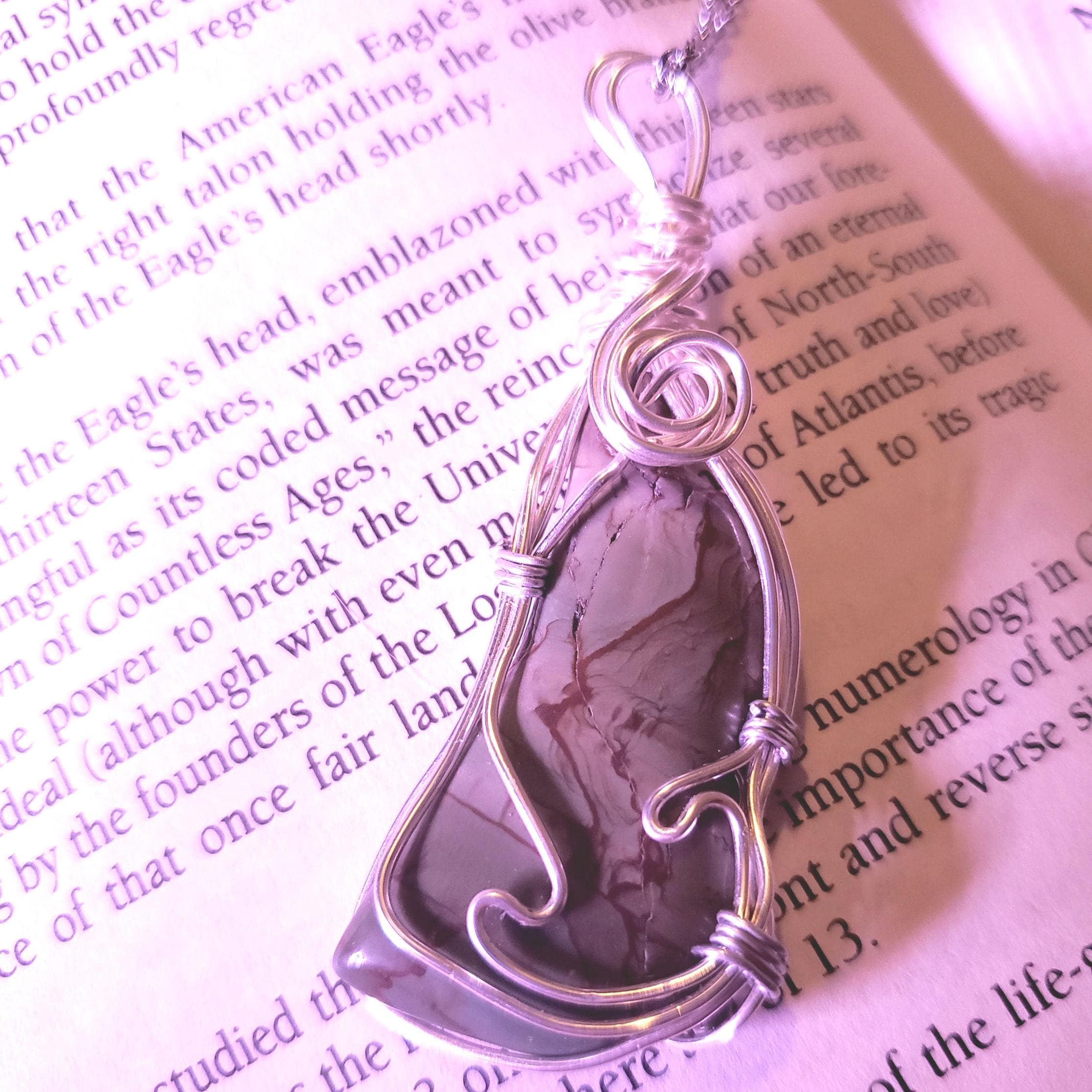Green Jasper with Brown Streaks Wire Wrapped in Silver Picture Jasper Pendant