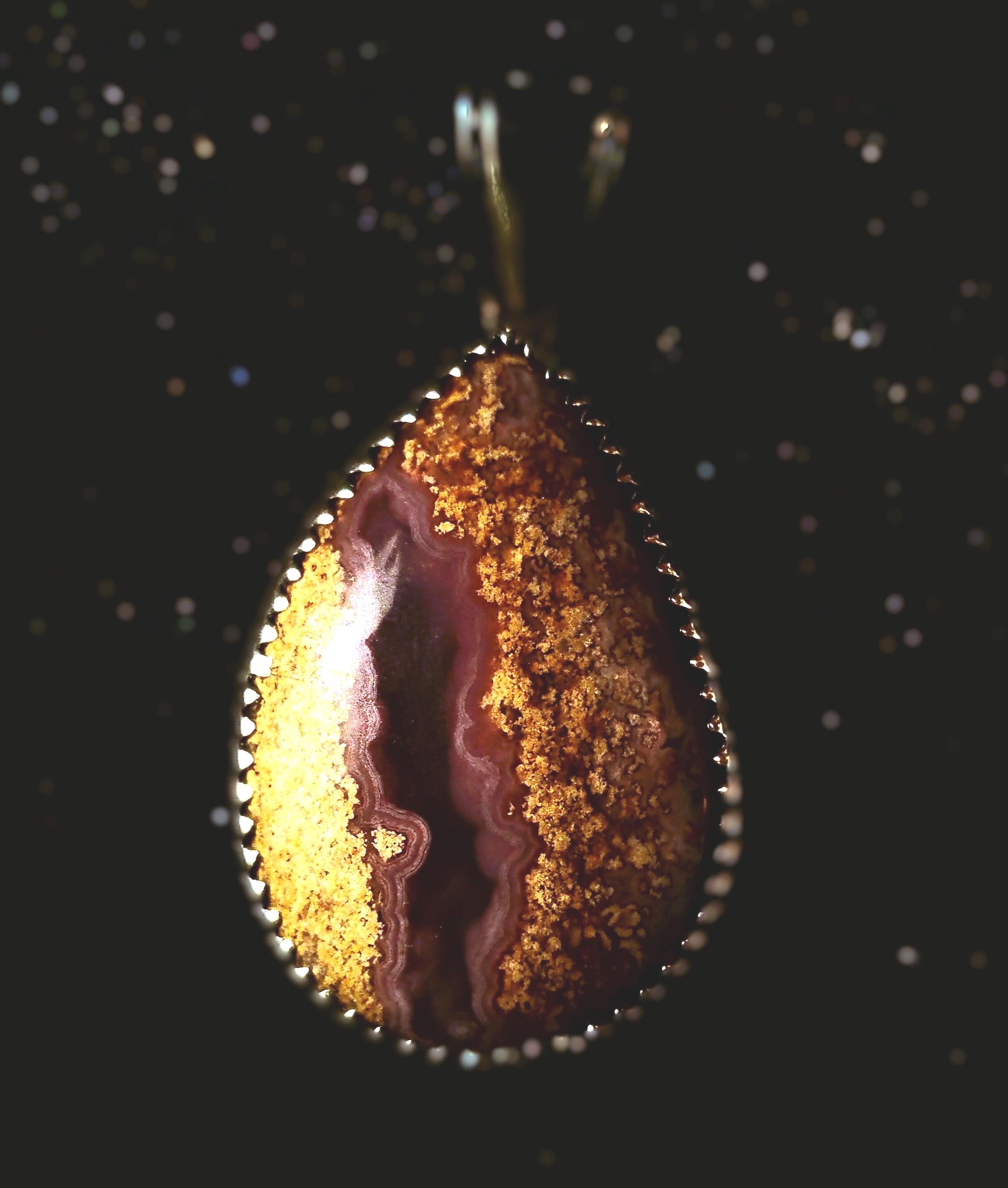 Amethyst & Moss Agate Pendant: Sterling Silver Teardrop Necklace