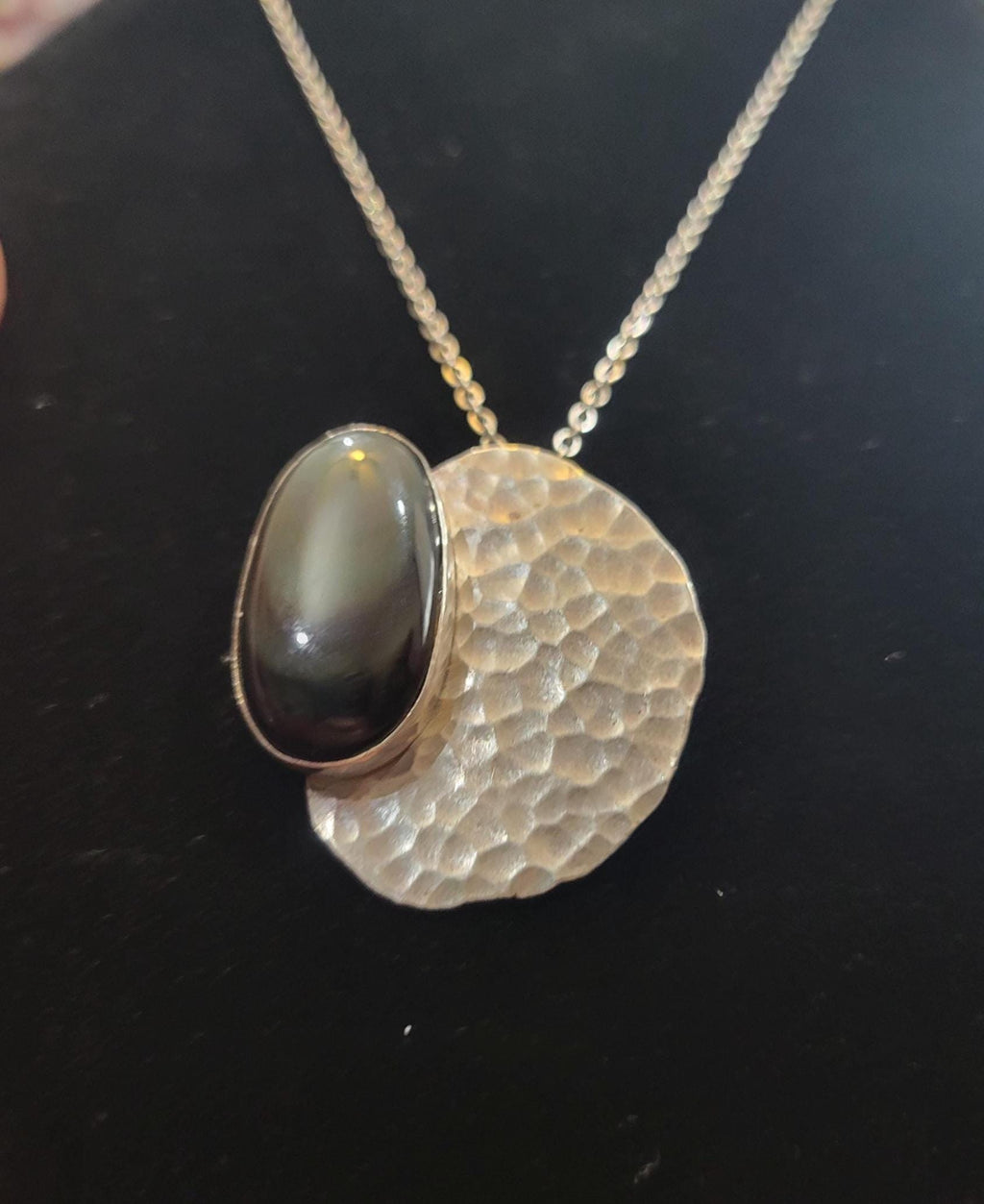 Asymmtrical Oval Obsidian Necklace