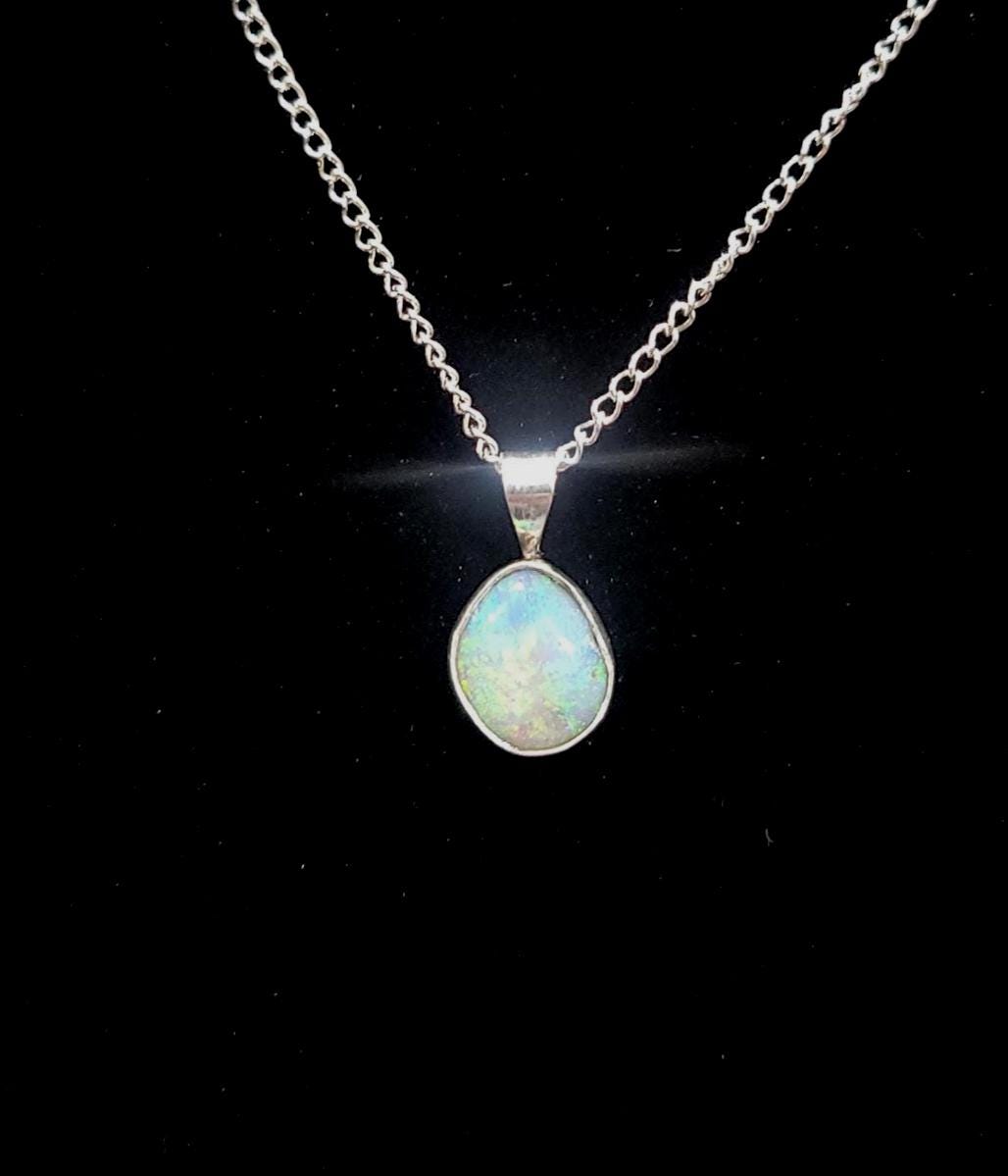 Minimalist Opal Pendant with Fire