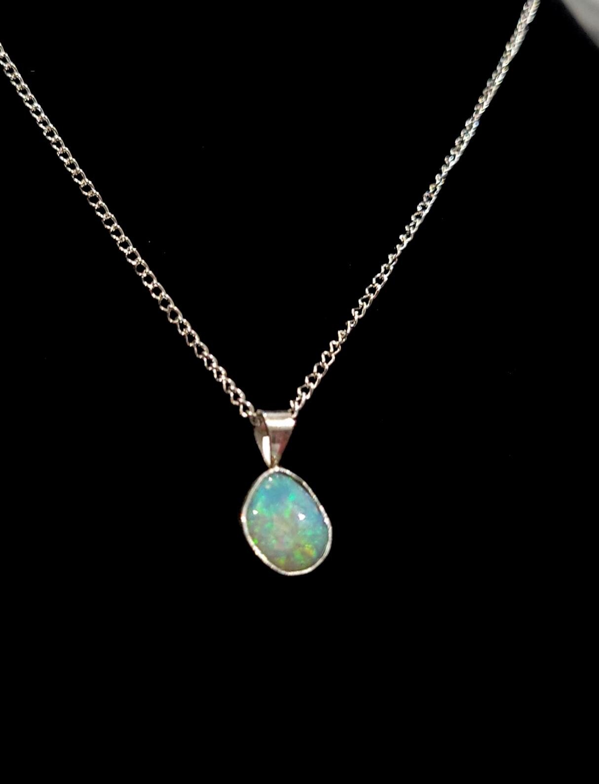 Minimalist Opal Pendant with Fire