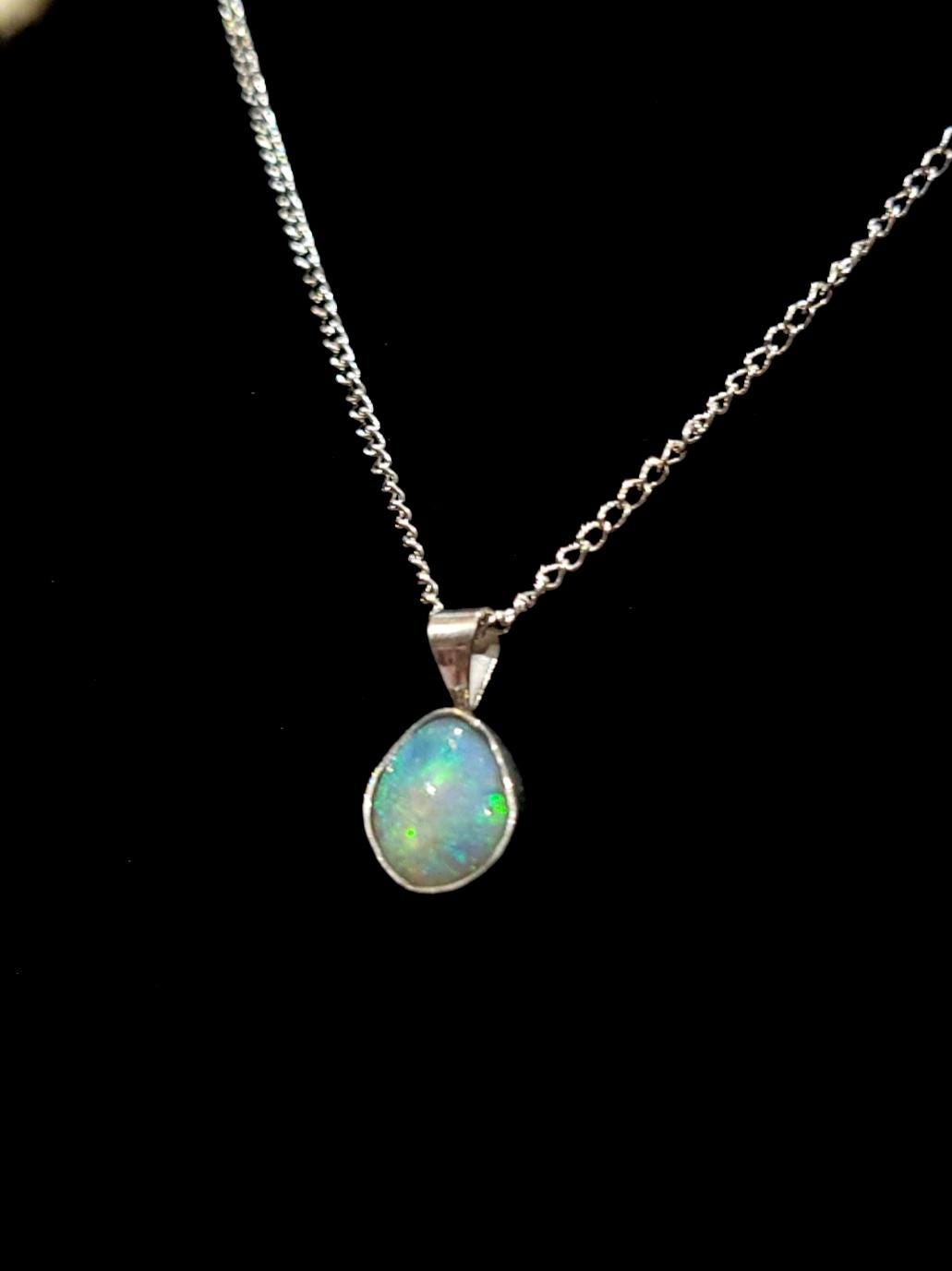 Minimalist Opal Pendant with Fire