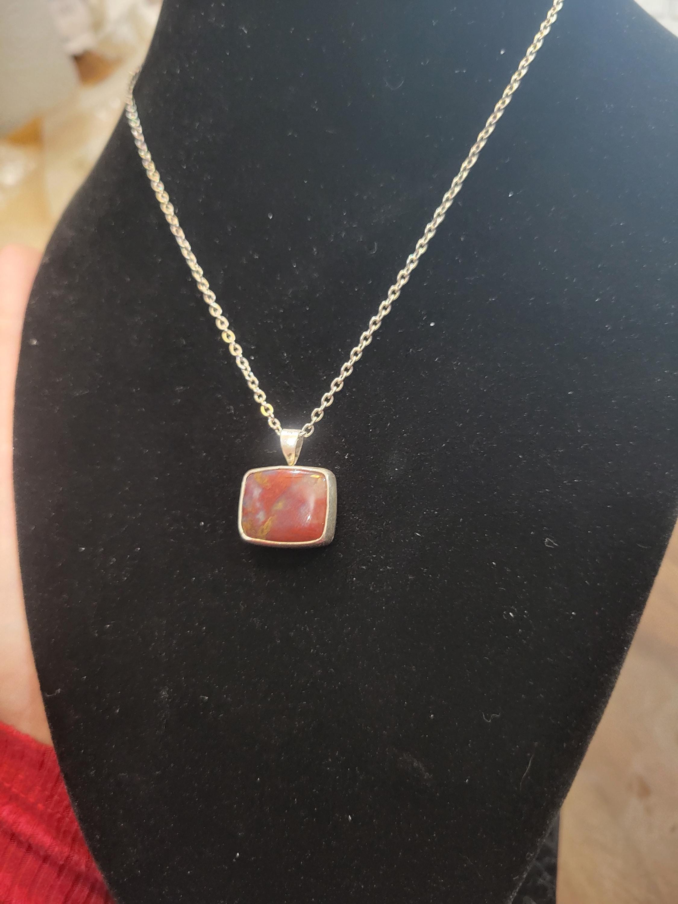 Rainbow Moss Agate Necklace with a Sterling Silver Setting