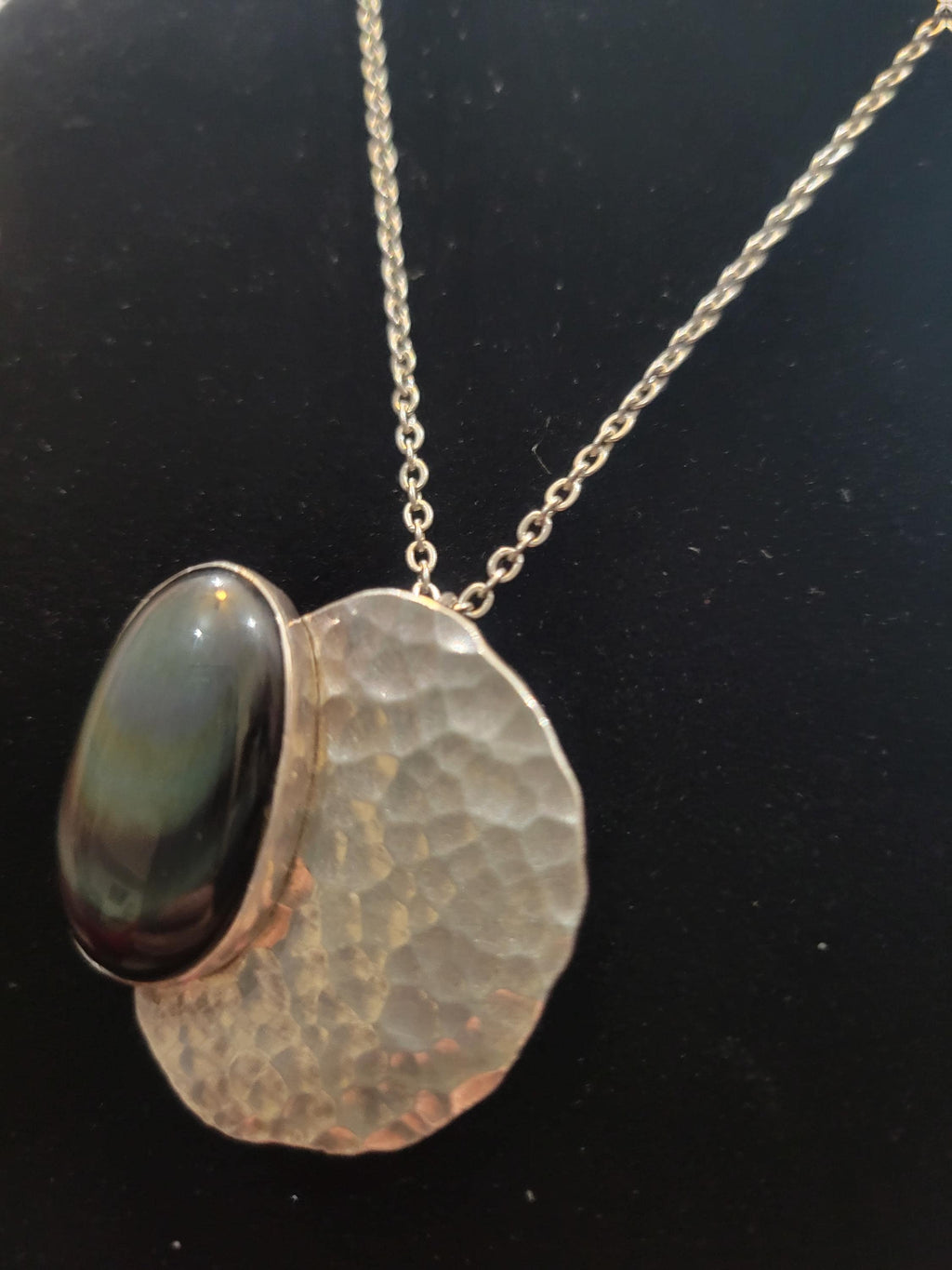Asymmtrical Oval Obsidian Necklace