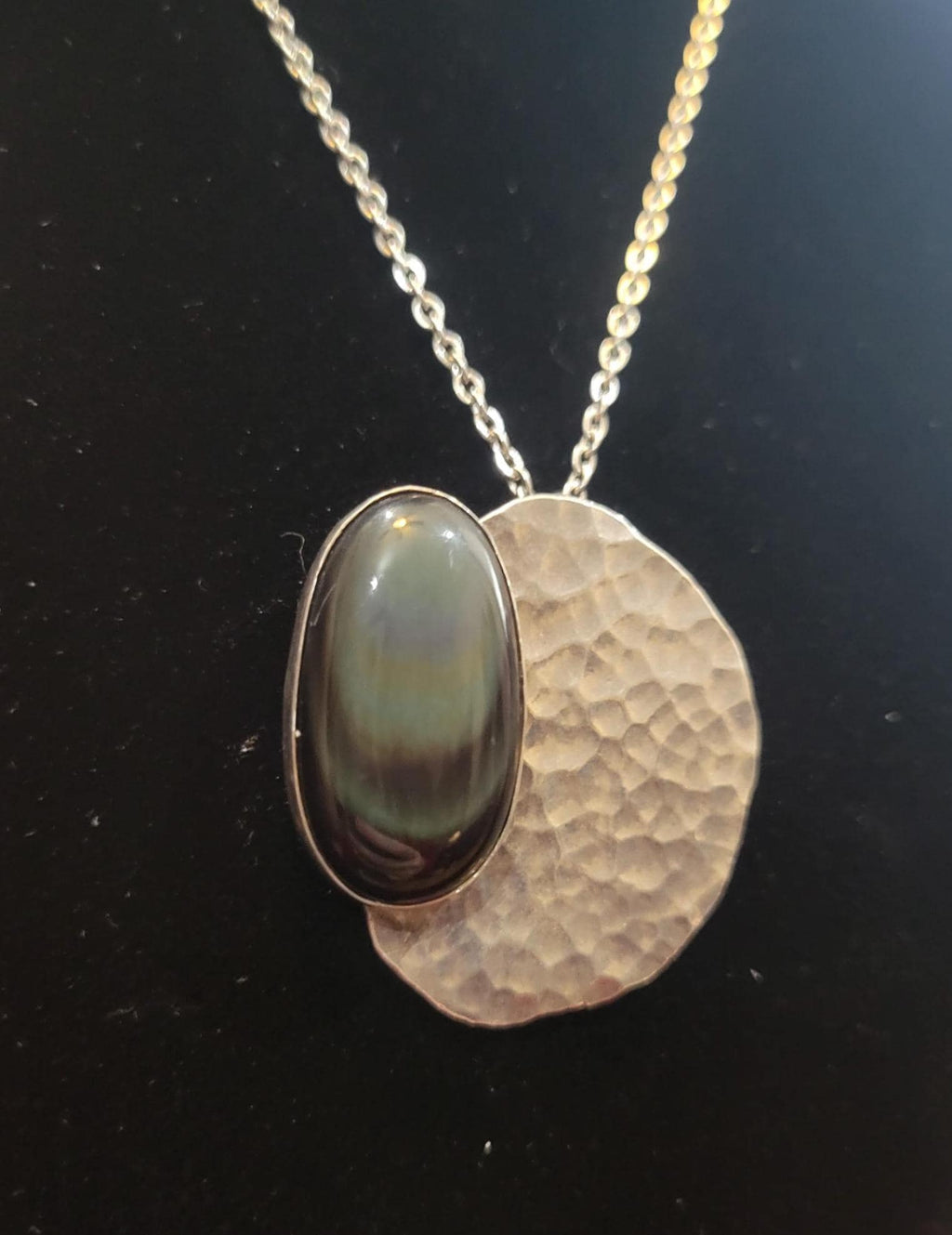 Asymmtrical Oval Obsidian Necklace