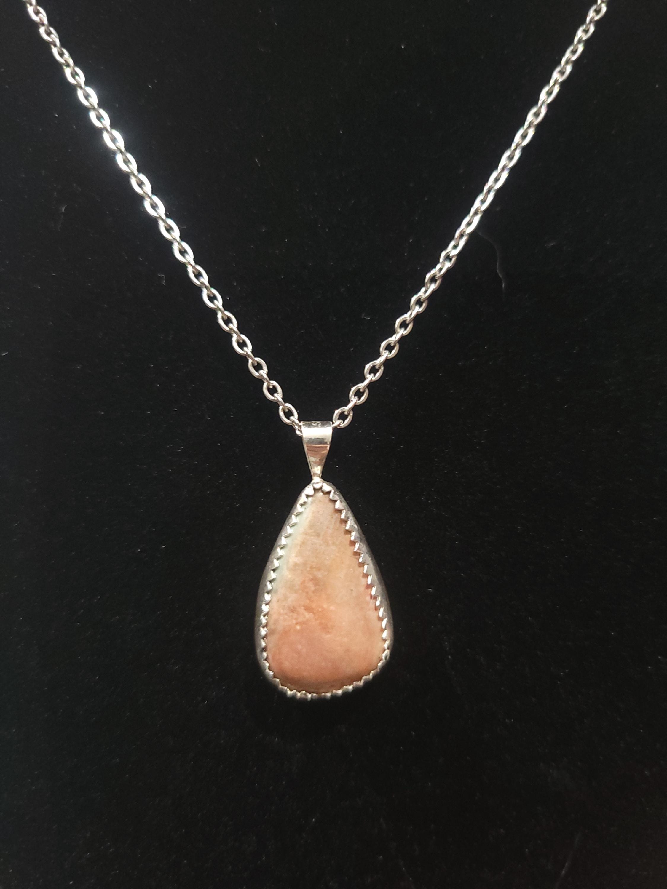 Subtle Pink Teardrop Agate Necklace