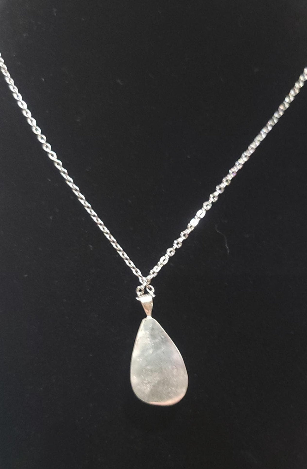 Subtle Pink Teardrop Agate Necklace