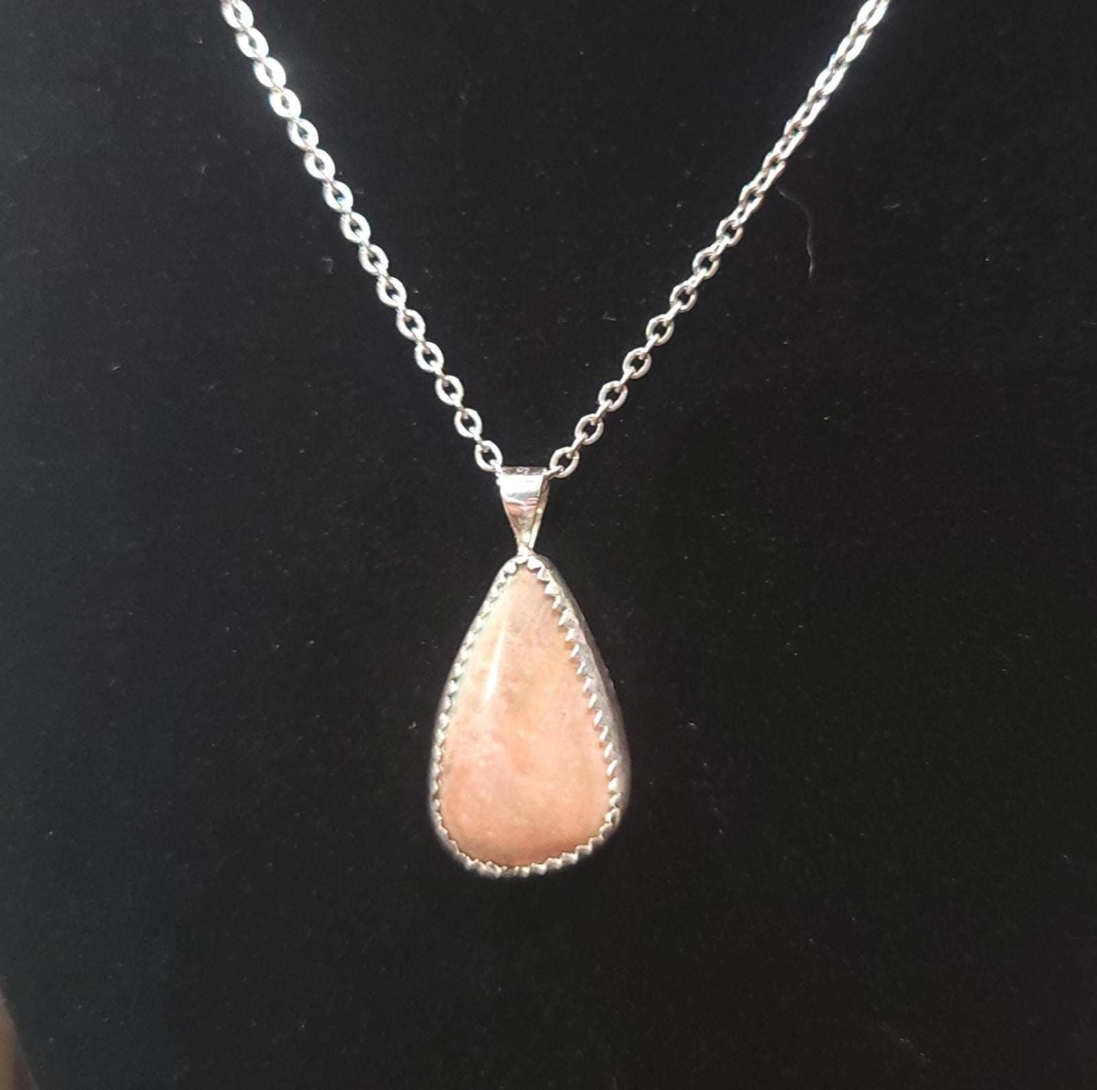 Subtle Pink Teardrop Agate Necklace