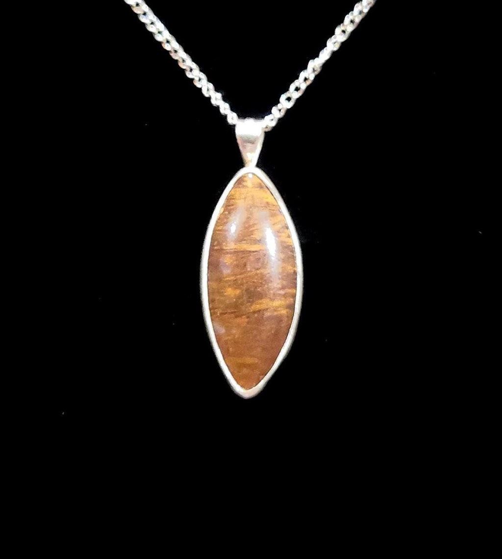 Sagenite Agate Pendant in a Sterling Silver Bezel made in the USA