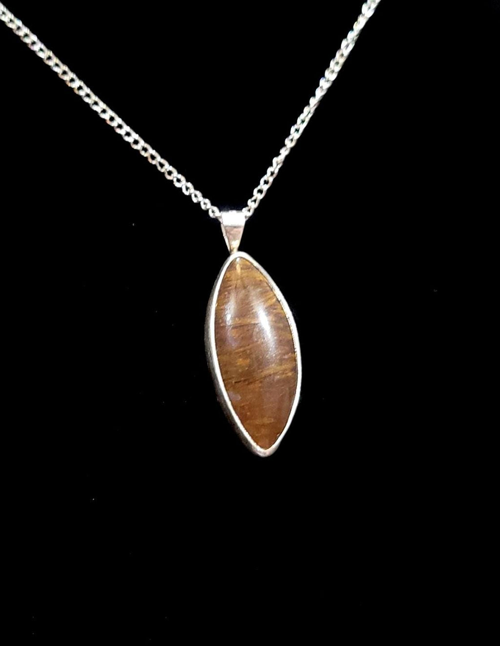 Sagenite Agate Pendant in a Sterling Silver Bezel made in the USA