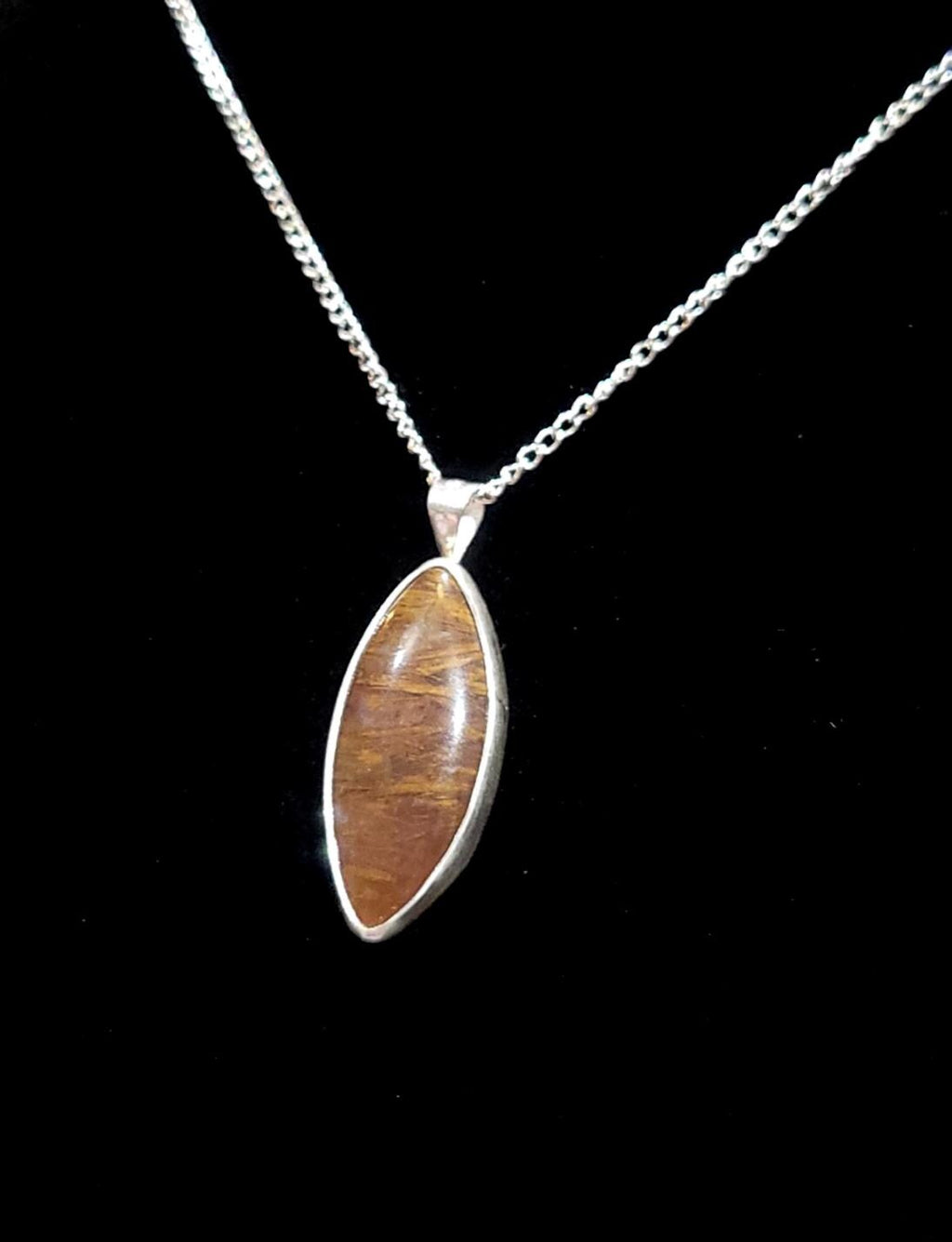 Sagenite Agate Pendant in a Sterling Silver Bezel made in the USA