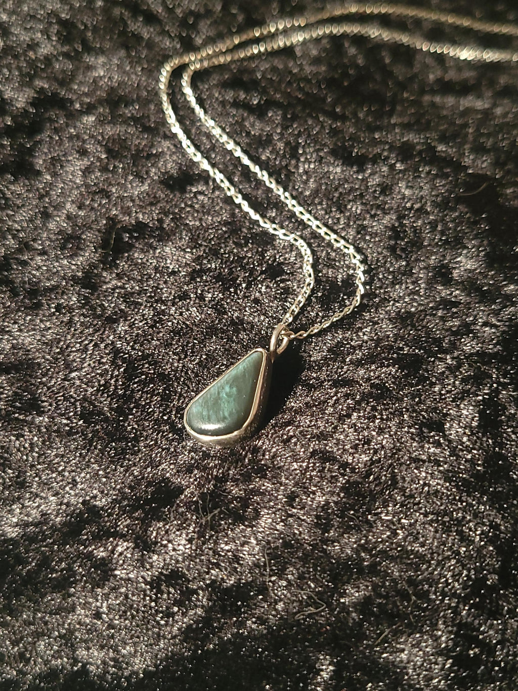 Minimalist Velvet Obsidian Pendant bezeled in Sterling Silver